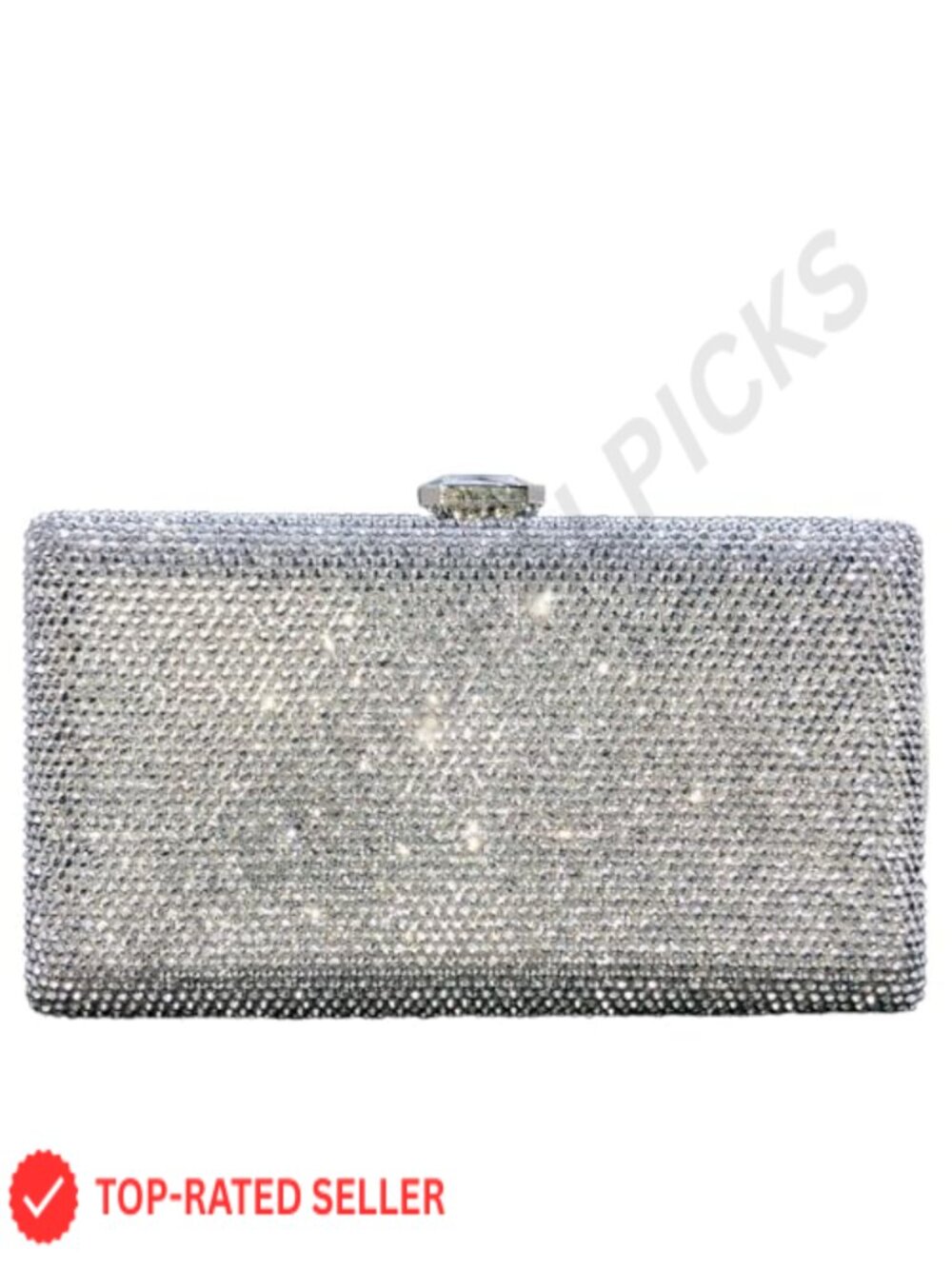 Crystal Evening Bag Clutch Rhinestone Wedding Party Box Purse Hot-Fixed Satin